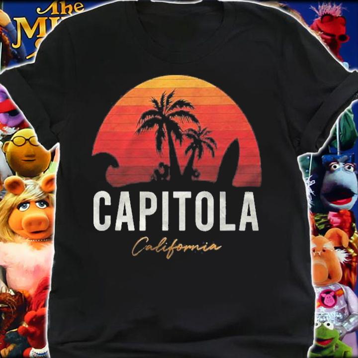 Capitola Beach California Palm Trees Vacation Trip Surf T-shirt