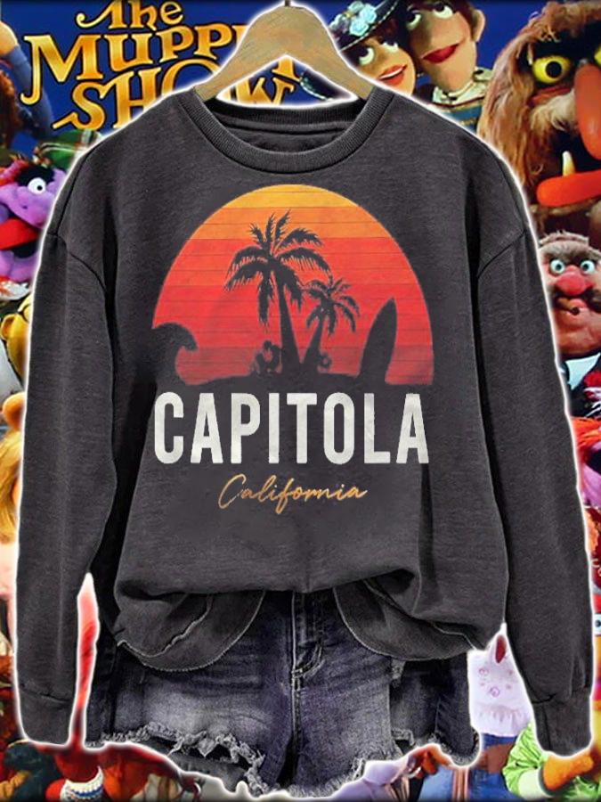 Capitola Beach California Palm Trees Vacation Trip Surf T-shirt