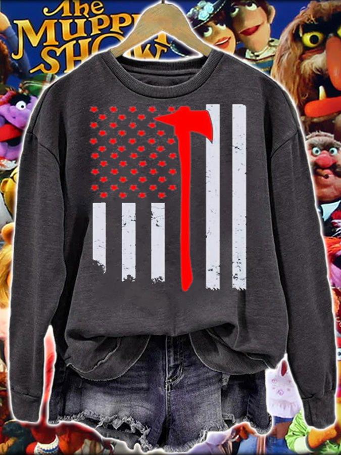 Thin Red Line Firefighter Axe Support Cool Firefighter T-Shirt
