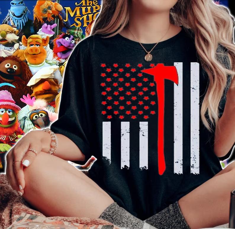 Thin Red Line Firefighter Axe Support Cool Firefighter T-Shirt