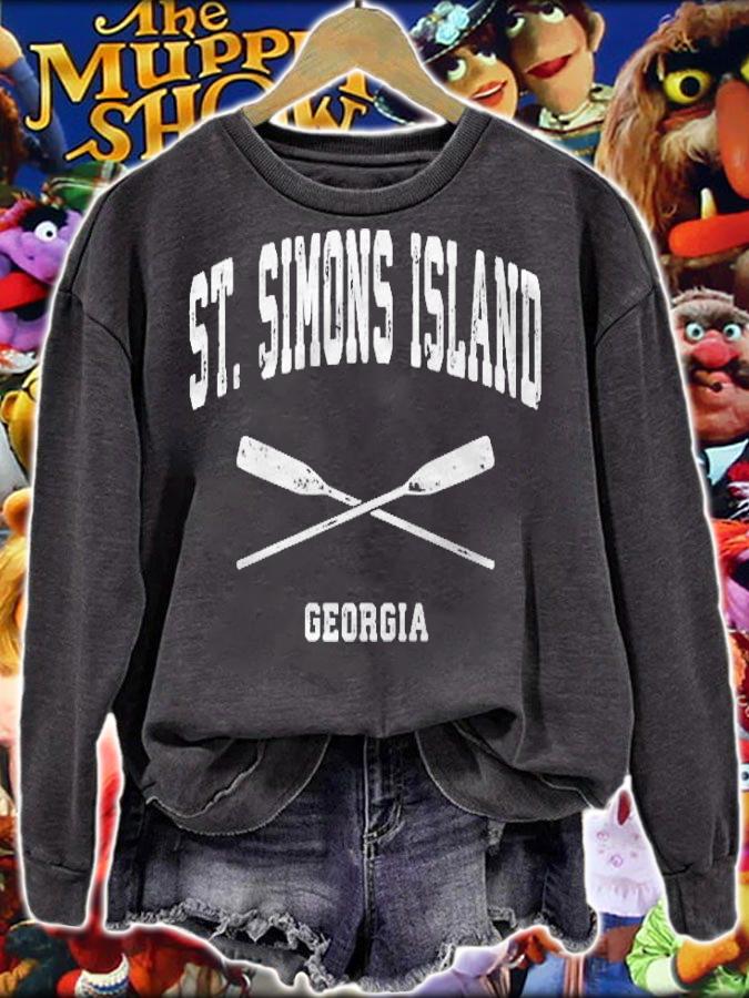 St. Simons Island Georgia Vintage Nautical Crossed Oars T-shirt