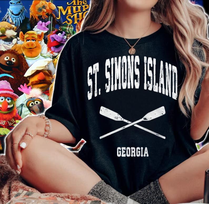 St. Simons Island Georgia Vintage Nautical Crossed Oars T-shirt