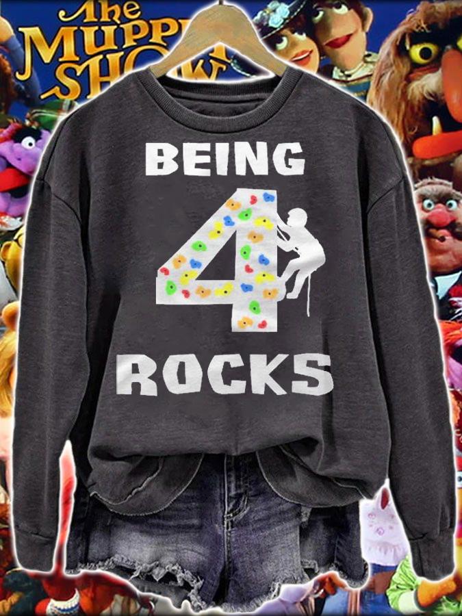 Kids Being 4 Years Old Rocks Funny Rock Climber Birthday shirt sweatshirt