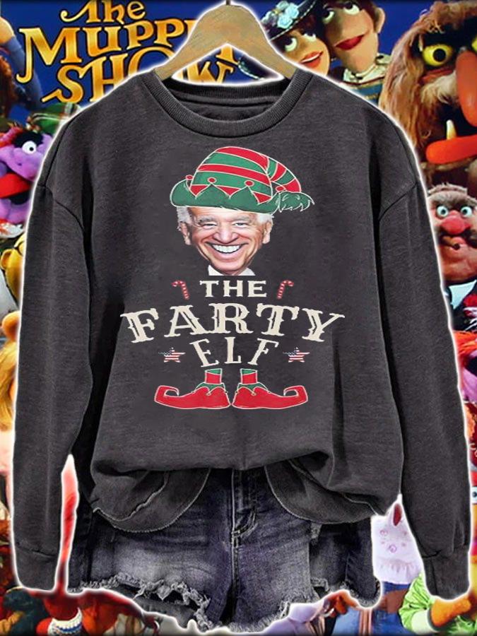 The Farty Biden Elf Christmas Sarcastic Political T-Shirt sweatshirt