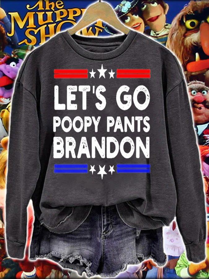 Lets Go Poopy Pants Brandon US Flag Funny Anti Biden T-Shirt sweatshirt
