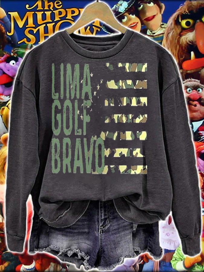 Lima Golf Bravo American Flag Camouflage T-Shirt sweatshirt
