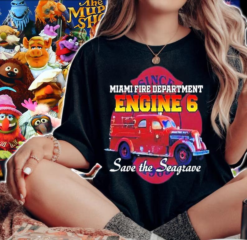 Miami Fire Department Engine 6 Save The Seagrave T-Shirt woman shirt