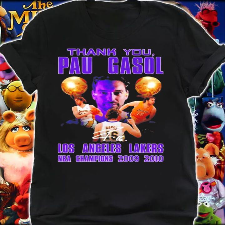 Thank You Pau Gasol Los Angeles Lakers NBA Champions 2009 2010 Signature t-shirt shirt