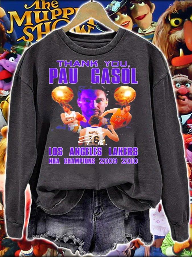 Thank You Pau Gasol Los Angeles Lakers NBA Champions 2009 2010 Signature t-shirt sweatshirt