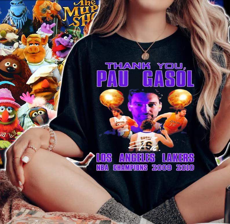 Thank You Pau Gasol Los Angeles Lakers NBA Champions 2009 2010 Signature t-shirt woman shirt