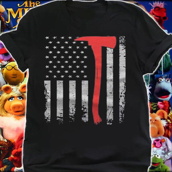 Wildland Firefighter Axe American Flag Thin Red Line Fireman Pullover Shirt shirt