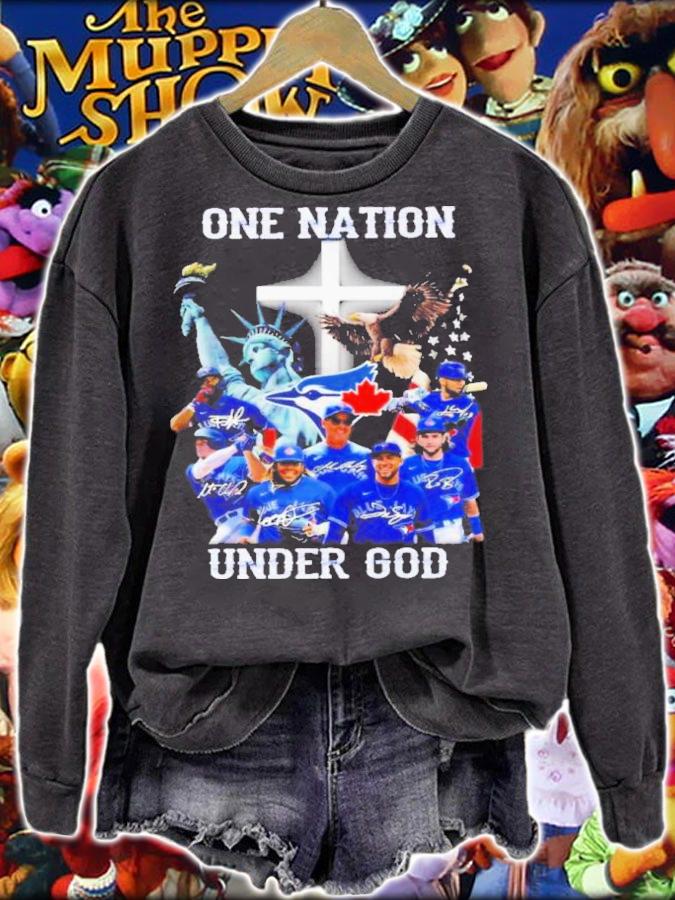 Toronto Blue Jays One Nation Under God Signatures Shirt sweatshirt