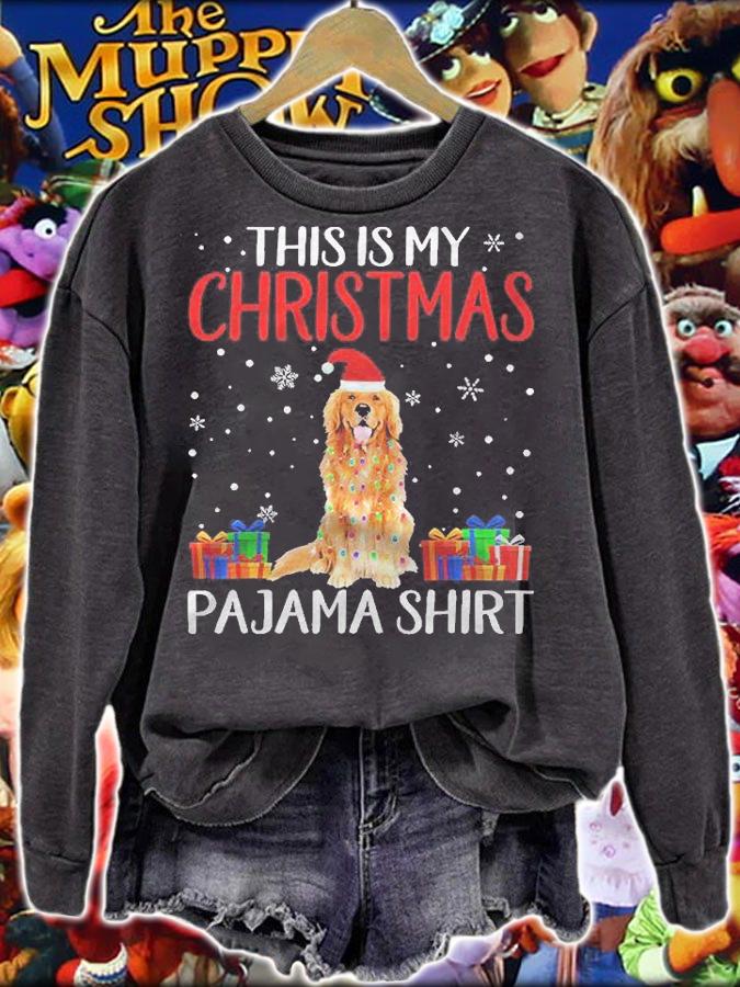 This Is My Golden Retriever Dog Christmas Pajama Santa Light Shirt sweatshirt