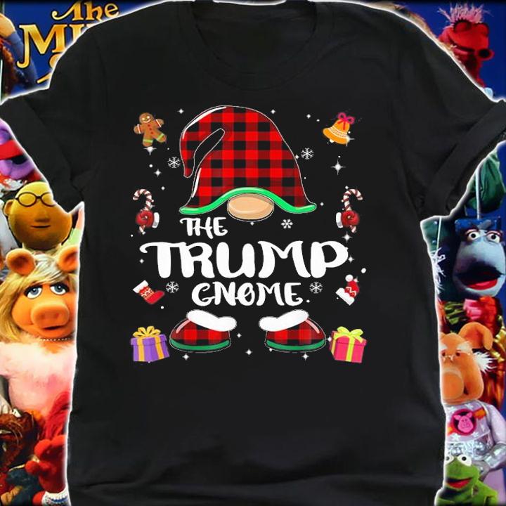 Trump Gnome Buffalo Plaid Red Matching Family Christmas T-Shirt shirt