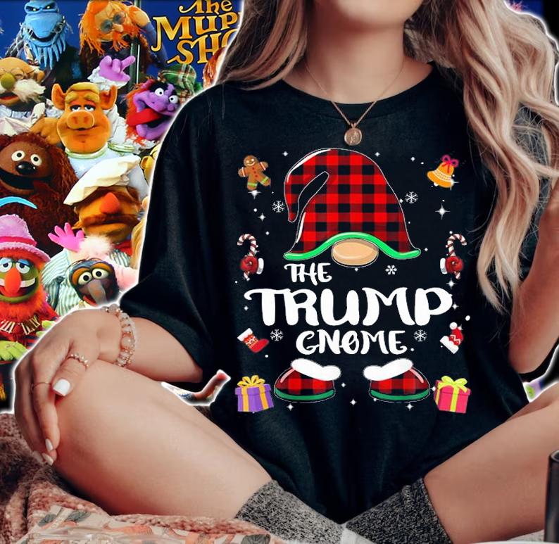 Trump Gnome Buffalo Plaid Red Matching Family Christmas T-Shirt woman shirt