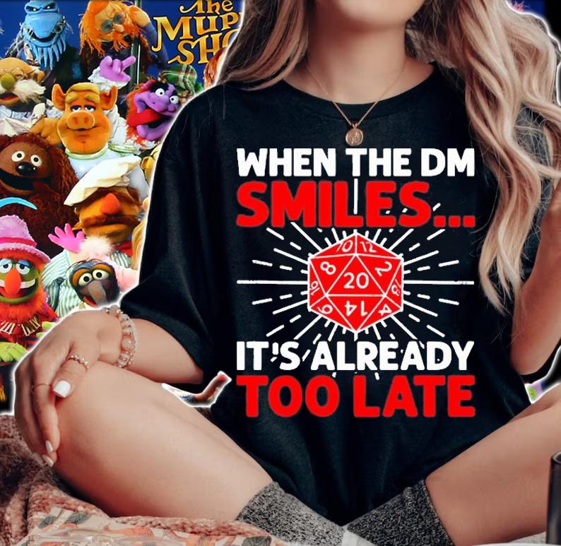 When The Dm Smiles Funny Roleplaying Dice D20 Rpg Premium T-Shirt woman shirt