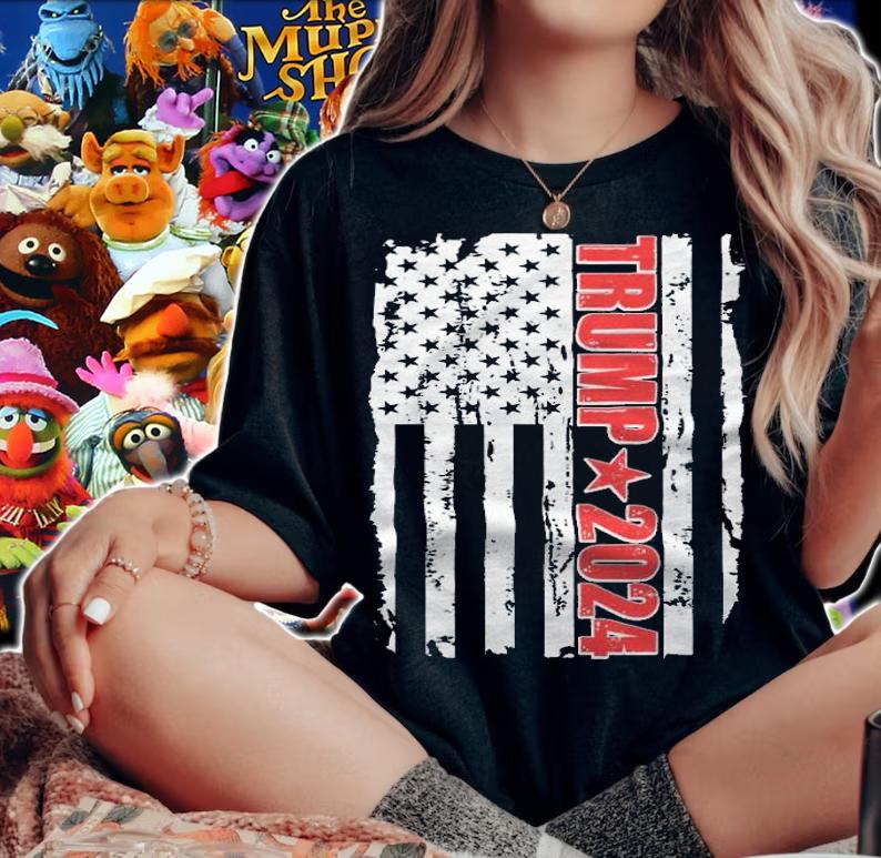 Donald Trump 2024 Distressed US Flag T-Shirt woman shirt