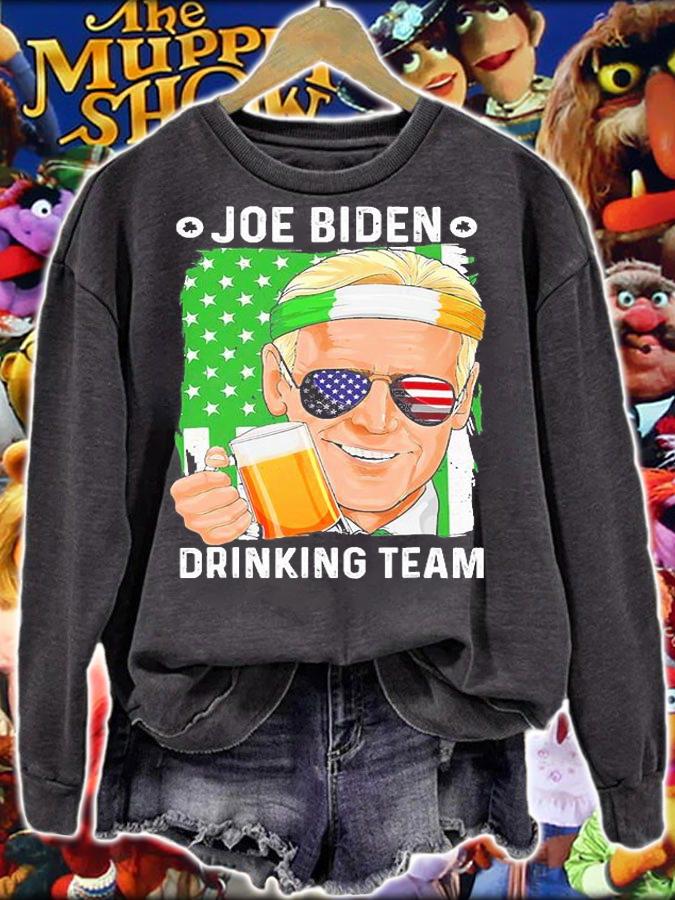 Joe Biden Drinking Team Draft Beer Sunglasses Usa Flag T-Shirt sweatshirt