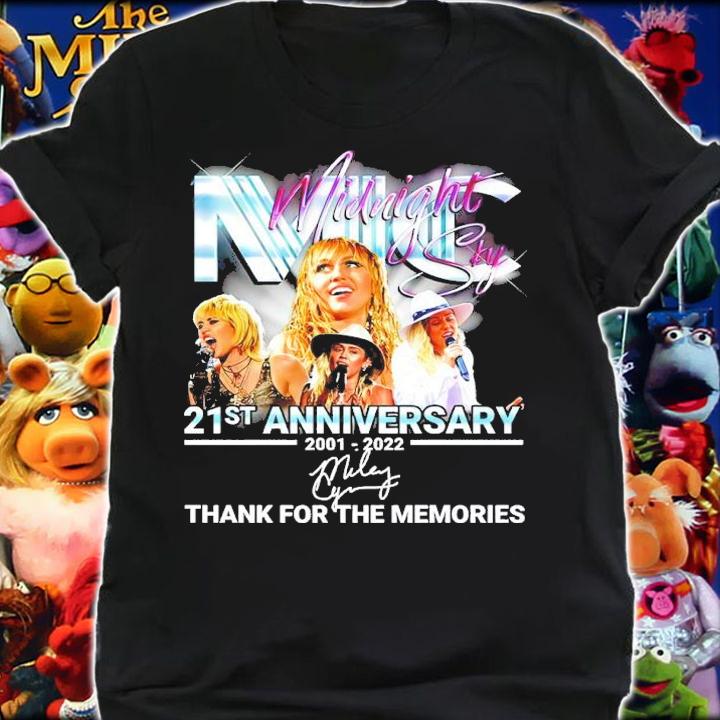 Midnight Sky Miley Cyrus 21st Anniversary 2001-2022 Signatures Thank You For The Memories Shirt