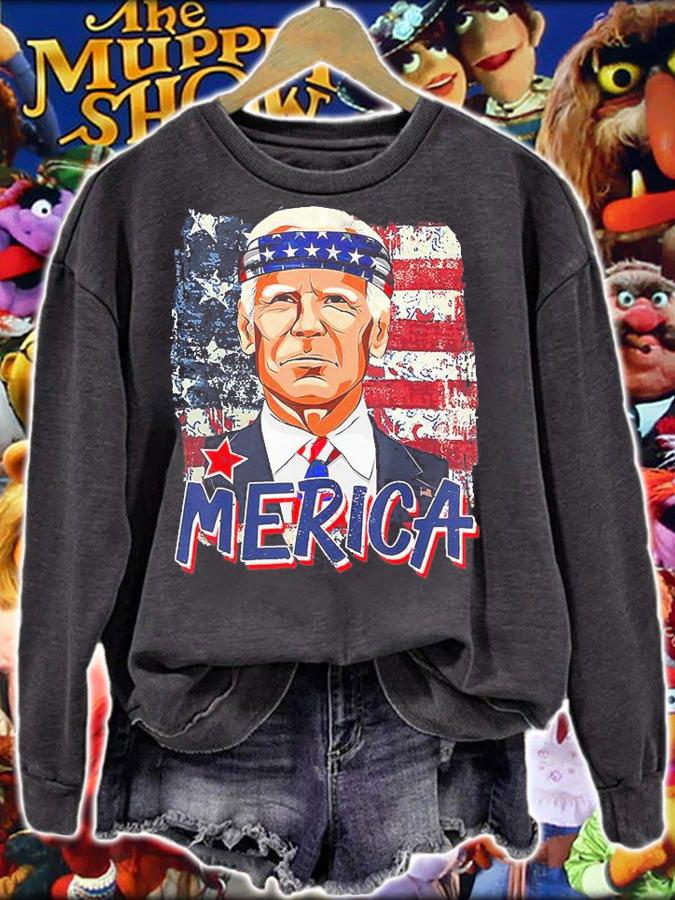 Pro Joe Biden Merica Tee 4th Of July American Flag Vintage T-Shirt sweatshirt