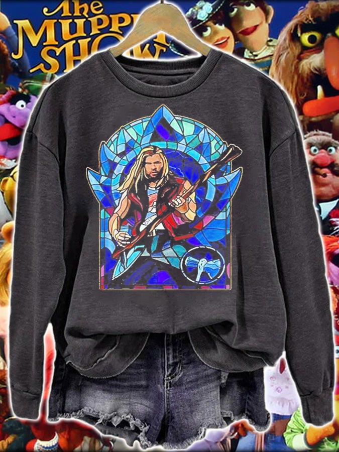 Thor Love And Thunder Thor Stained Glass Rocker T-Shirt sweatshirt