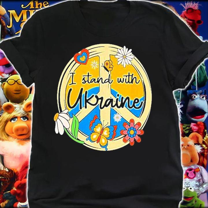 Ukrainian Flag I Stand With Ukraine Daisy Hippie Peace Save Ukraine T-Shirt shirt