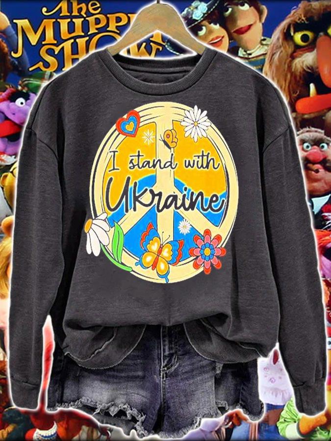 Ukrainian Flag I Stand With Ukraine Daisy Hippie Peace Save Ukraine T-Shirt sweatshirt
