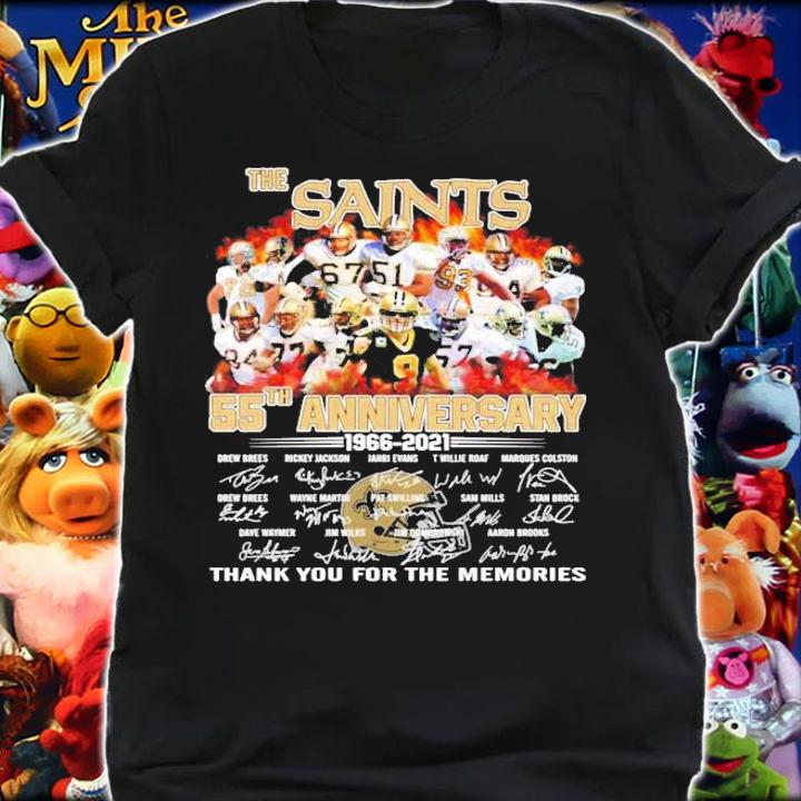 The Saints 55th anniversary 1966-2021 thank you for the memories shirt, t-shirt shirt