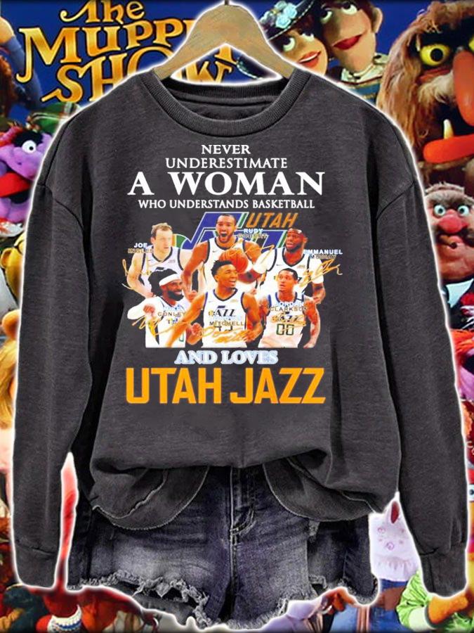 A woman who understands basketball and loves Utah Jazz football shirt sweatshirt
