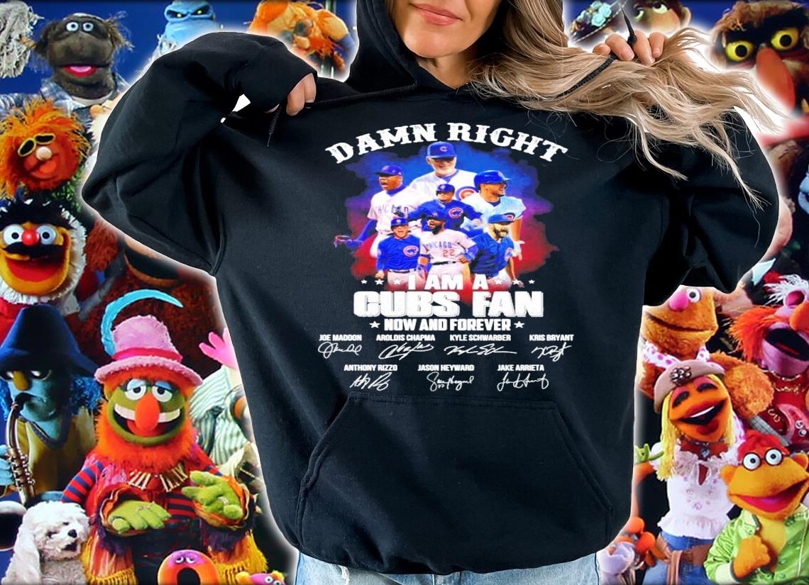 Damn right I am a Cubs fan now and forever signatures shirt