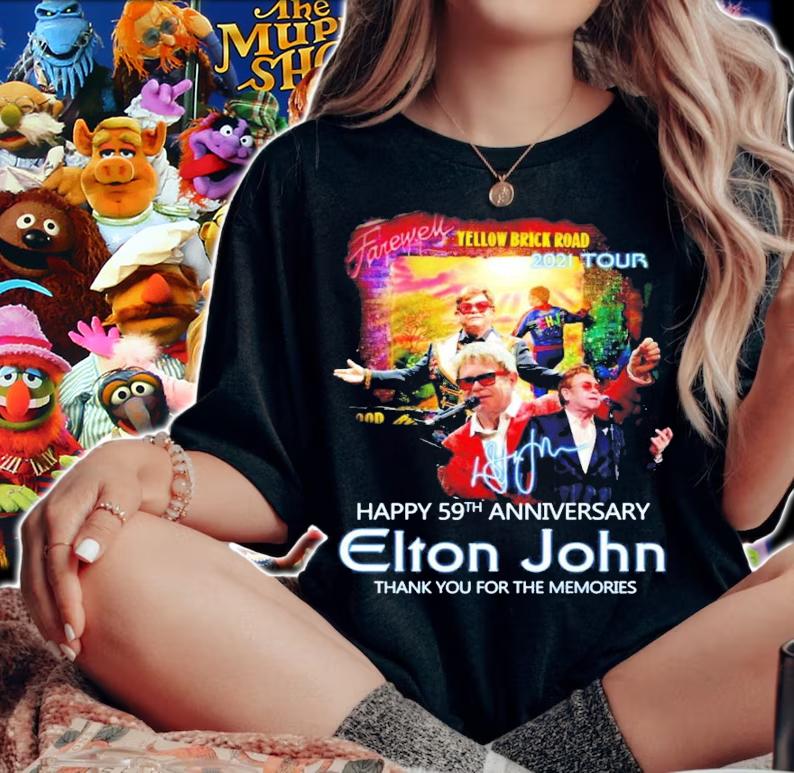 Farewell Yellow Brick Road 2021 tour happy 59th anniversary Elton John signature shirt
