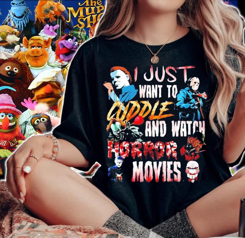 Halloween I just want to Cuddle and watch Horror Movies shirt woman shirt