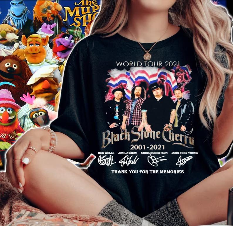World tour 2021 Black Stone Cherry 2001-2021 signatures t-shirt woman shirt