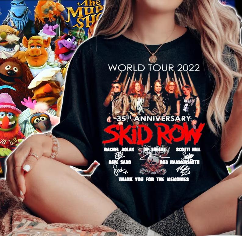 World tour 2022 35th anniversary Skid Row signatures shirt woman shirt