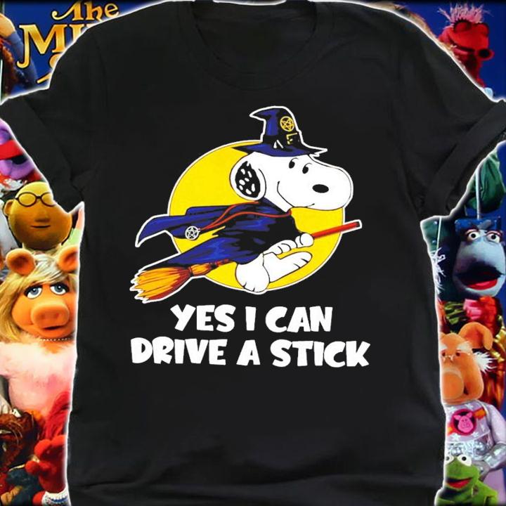 Yes I can Drive a stick Snoopy Witch Halloween t-shirt shirt