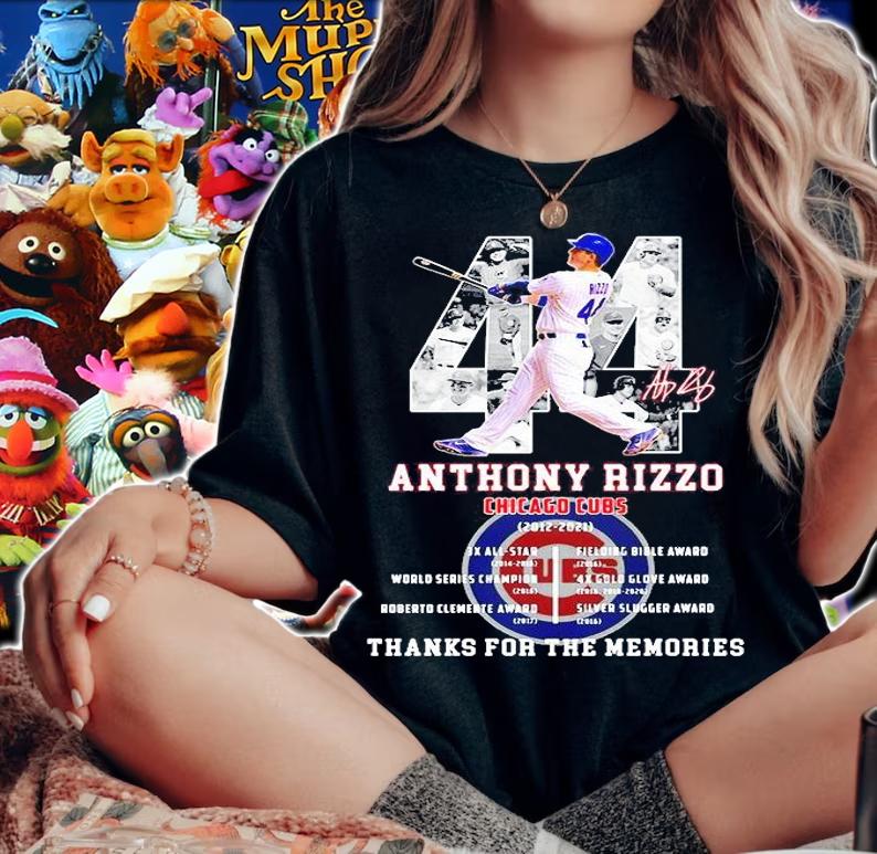 44 Anthony Rizzo Chicago Cubs 2012-2021 thank for the memories signature T-shirt