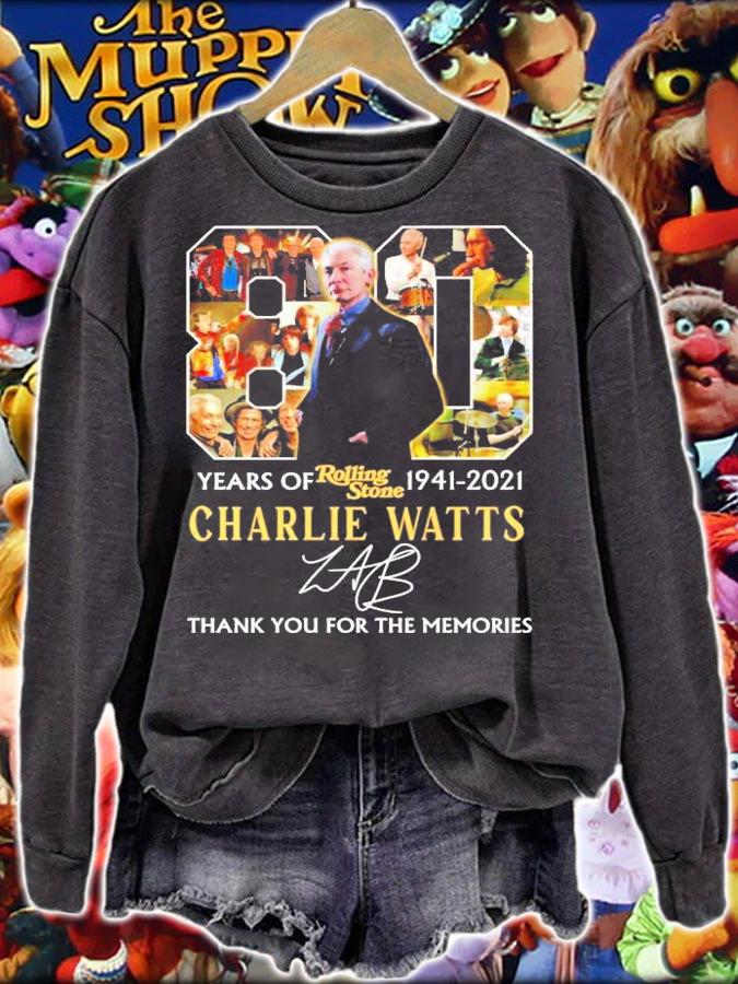 80 years Rolling Stone 1941-2021 Charlie Watts signature shirt sweatshirt