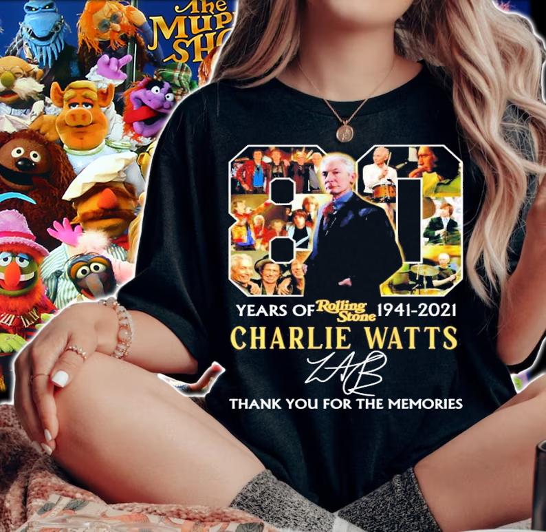 80 years Rolling Stone 1941-2021 Charlie Watts signature shirt woman shirt