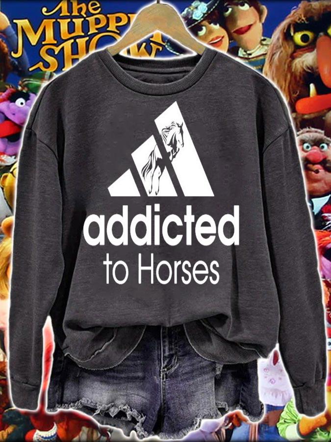 Adidas logo Addicted to Horses shirt sweatshirt