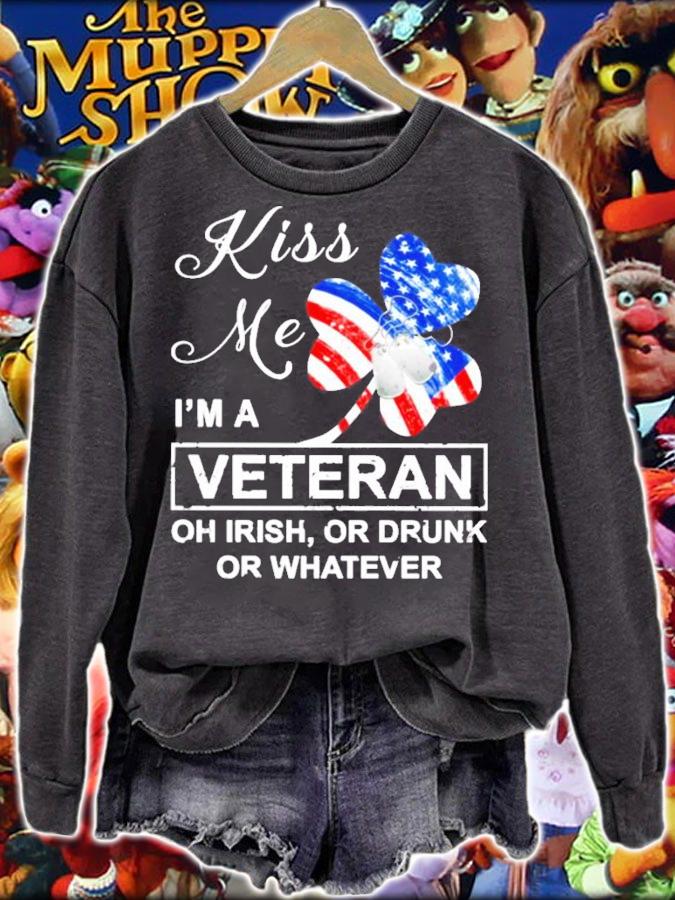 St.Patrick's Day kiss me I'm a veteran oh Irish or drunk or whatever shirt