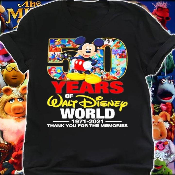 50 years of Walt Disney World 1971 2021 thank you for the memories shirt shirt
