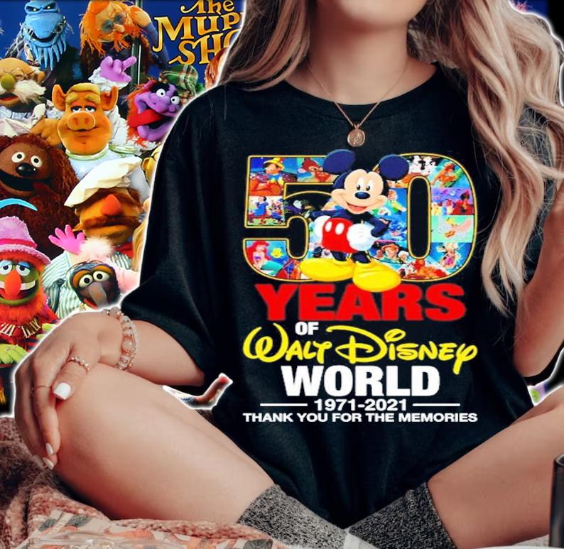 50 years of Walt Disney World 1971 2021 thank you for the memories shirt woman shirt