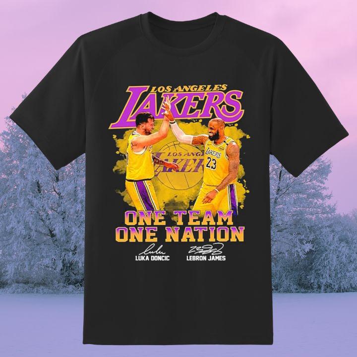 Luka Doncic And Lebron James Lakers One Team One Nation Signed Shirt