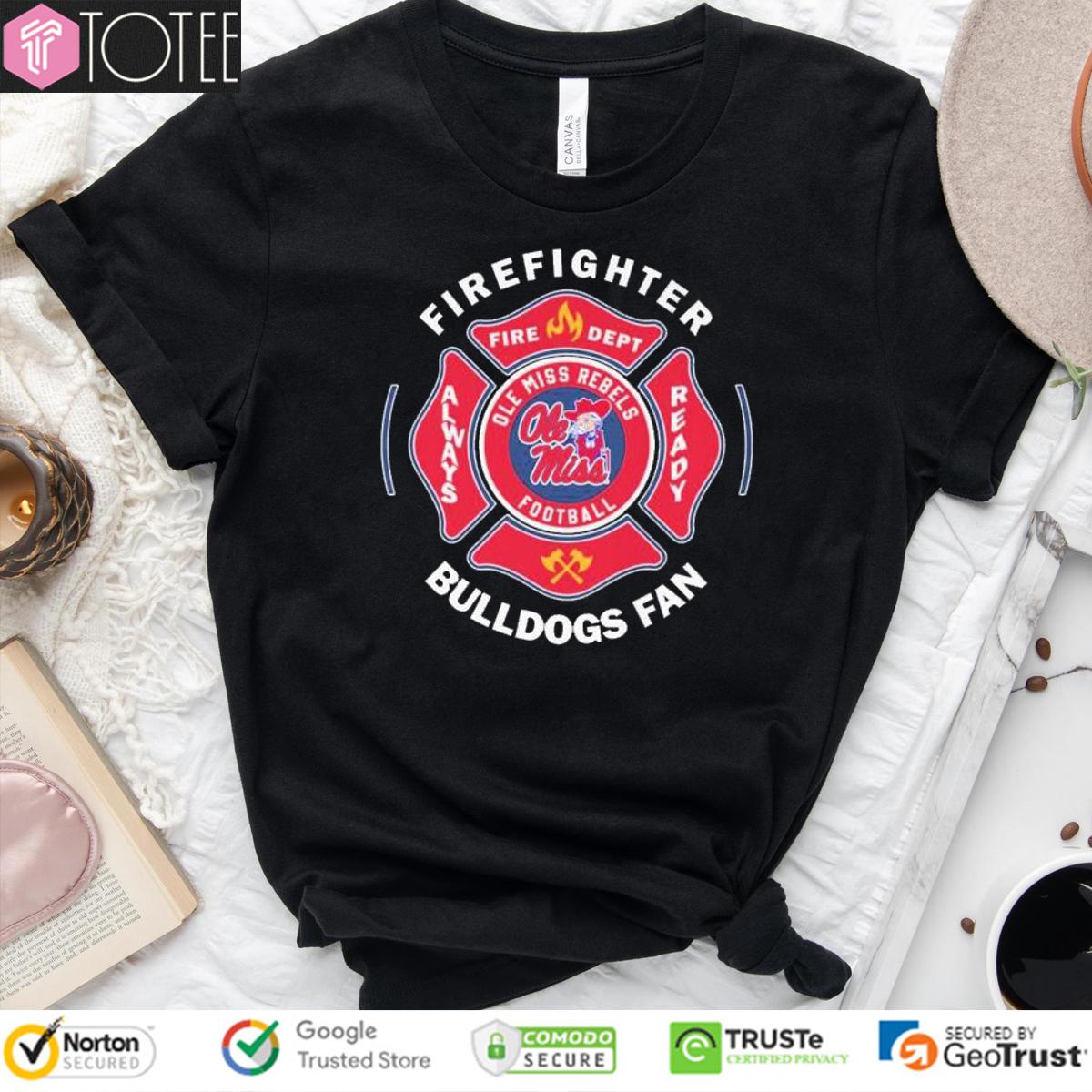 Fire Dept Ole Miss Rebels Logo Football Firefighter T-Shirt