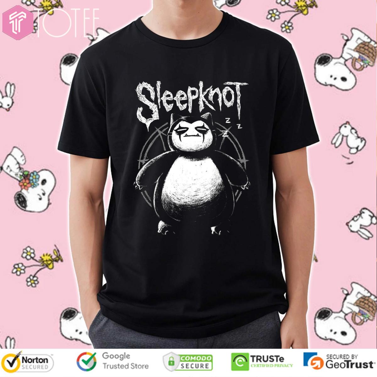 Pokémon Sleepknot Snorlax Parody Slipknot Metal Music T-Shirt
