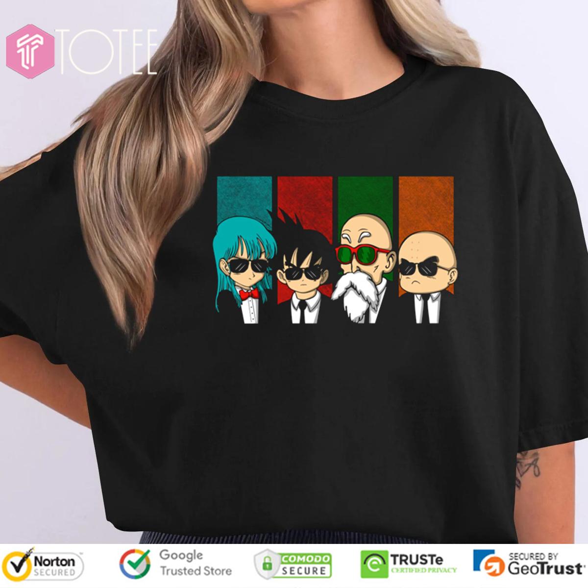 Bulma Goku Roshi Krillin Dragon Ball Z Characters Parody MIB T-Shirt