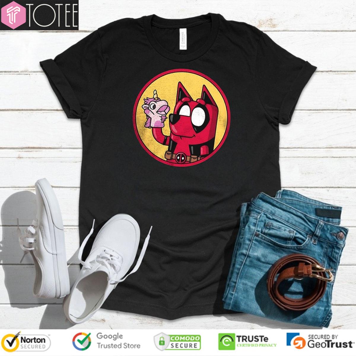 Bluey Heeler Parody Deadpool Unicorn T-Shirt