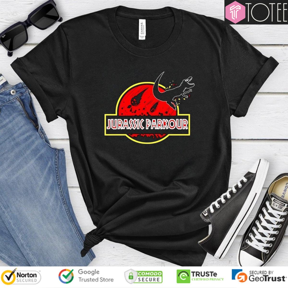 Jurassic Parkour Parody Jurassic Park Logo T-Shirt