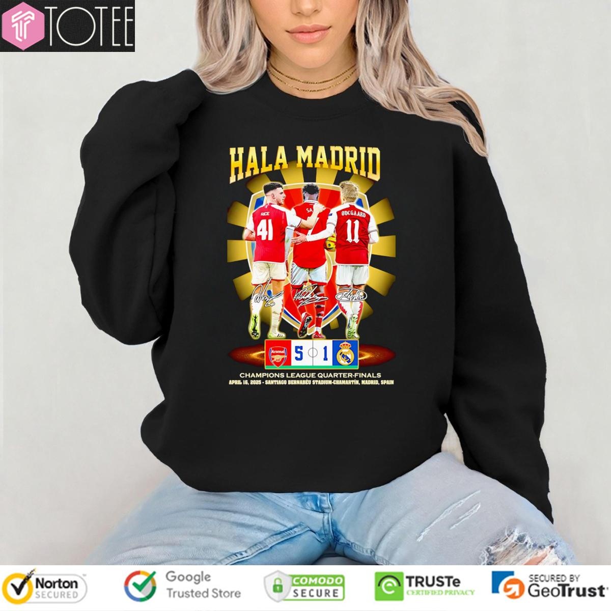 Arsenal F.C. Hala Madrid Champions League Quarter Finals Signatures sweatshirt