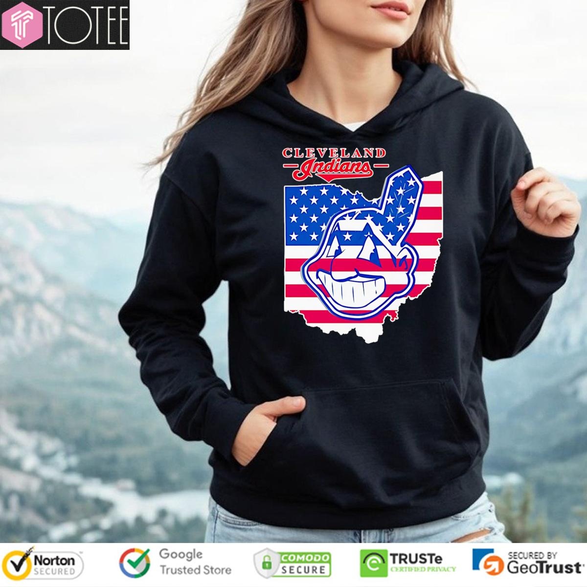 Ohio State Map Cleveland Guardians American Flag 4Th Of July Hoodie